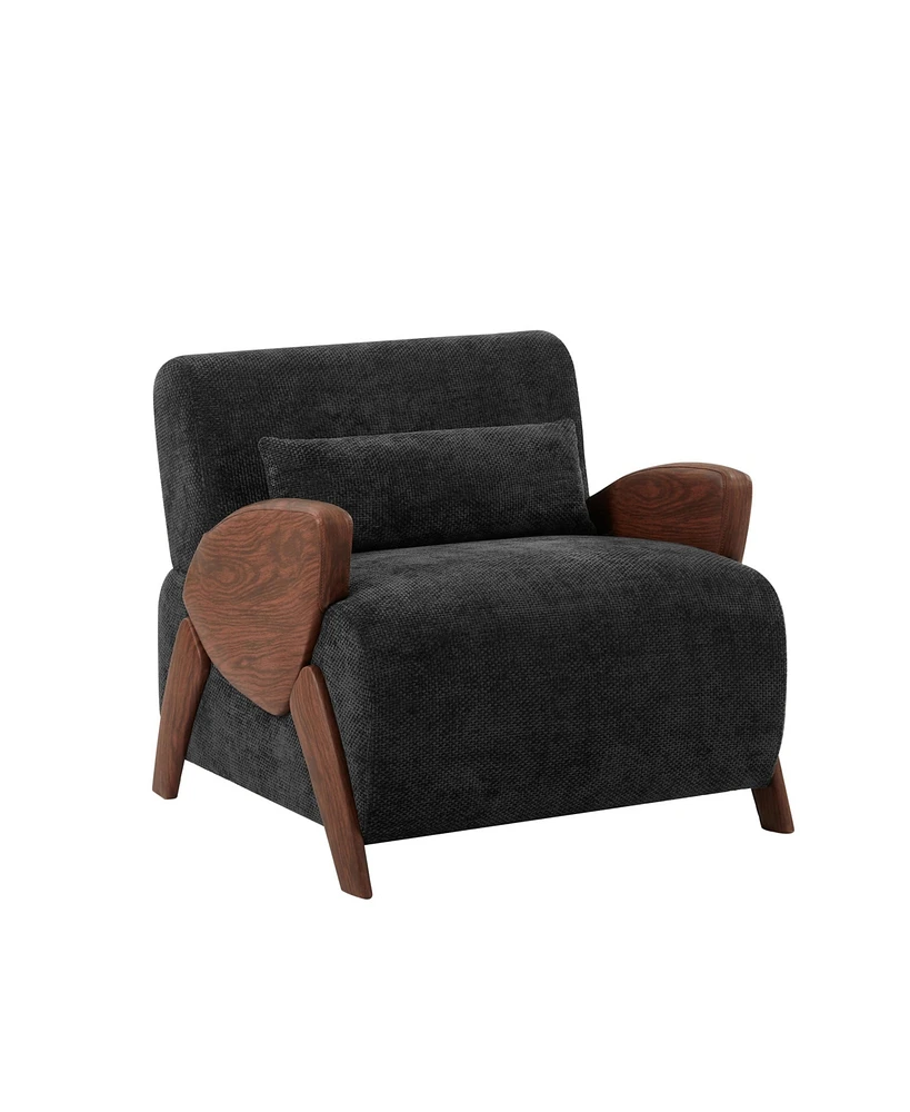 Modern Accent Armchair with Plush Cushioning, Comfortable Armrests, and Stylish Design for Living Room, Bedroom, or Office, (Dark Grey)