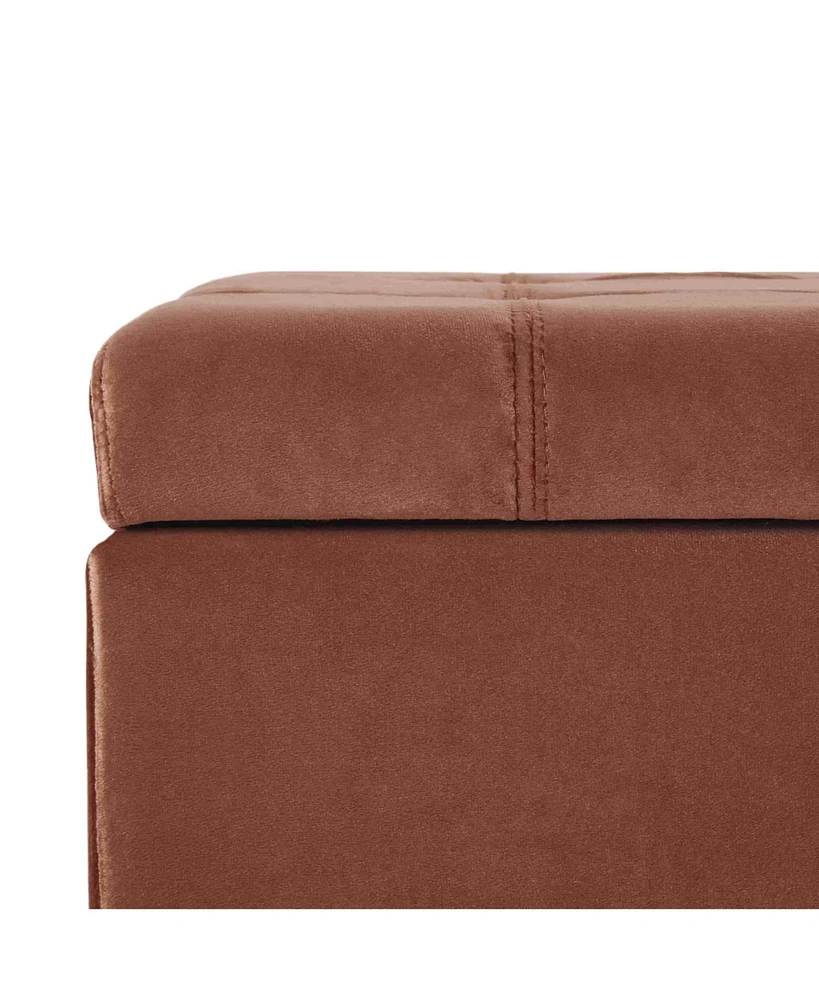 Velvet Storage Ottoman Bench with Tufted Lift-Top, Upholstered Accent for Bedroom or Living Room-The Pop Home