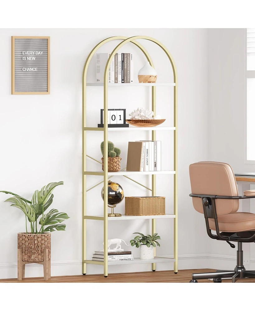gaomon Bookshelf Tall Bookcase Arched Standing Bookshelves