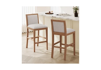 30.5-Inch Upholstered Bar Stools Set of 2, Retro Chairs for Kitchen Island or Dining Room-The Pop Home
