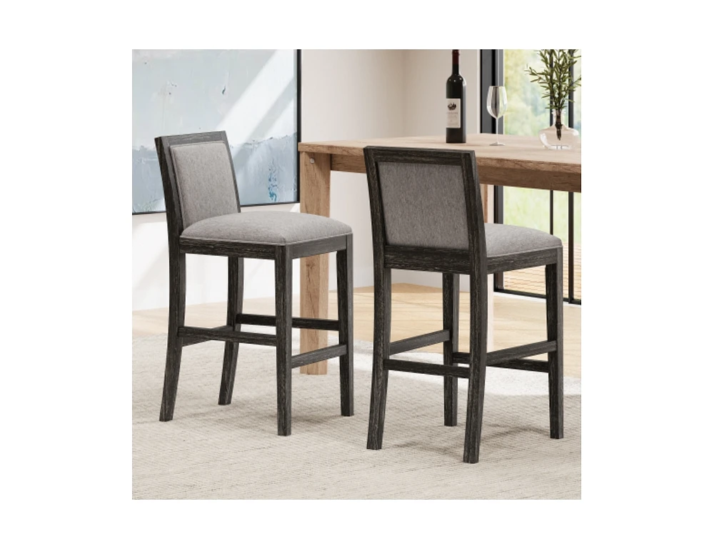 30.5-Inch Upholstered Bar Stools Set of 2, Retro Chairs for Kitchen Island or Dining Room-The Pop Home