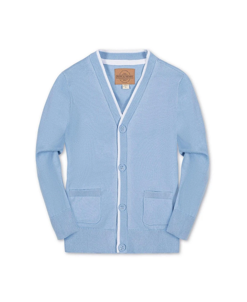 Hope & Henry Baby Boys Long Sleeve Tipped Cardigan Sweater