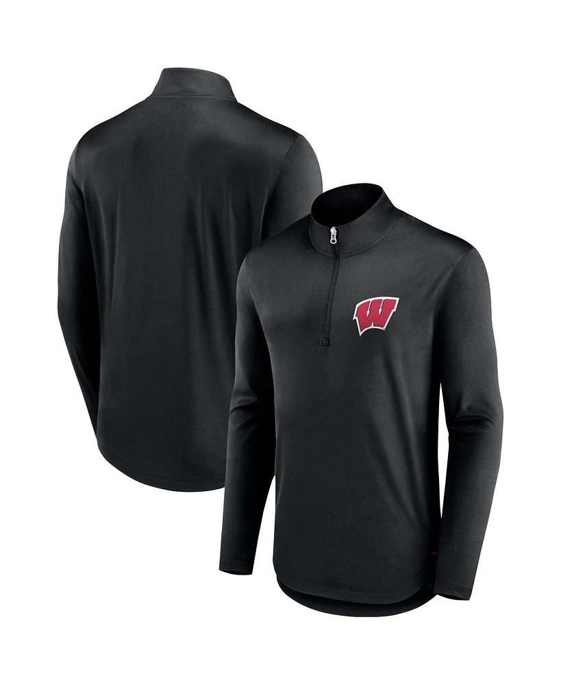 Fanatics Men's Black Wisconsin Badgers Tough Minded Quarter-Zip Top