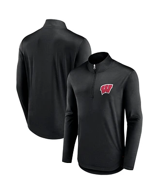 Fanatics Men's Black Wisconsin Badgers Tough Minded Quarter-Zip Top