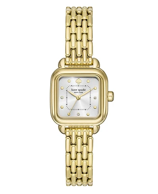 Kate Spade New York Women's Gracie Square Three-Hand Gold-Tone Stainless Steel Watch, 25mm
