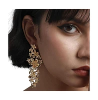 Metallic Flora Drop Earrings