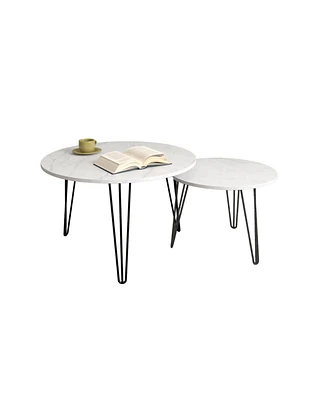 Round Nesting Coffee Table Set of 2 for Space-Saving and Stylish Living Room Decor