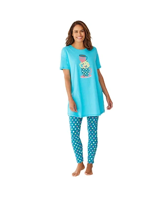 Dreams & Co. Women's Graphic Tunic Pj Set