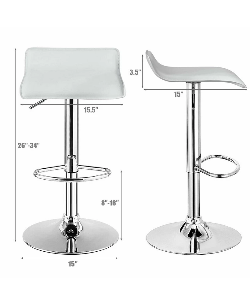 Gymax Set of 4 Swivel Bar Stool Pu Leather Adjustable Kitchen Counter Bar Chair White