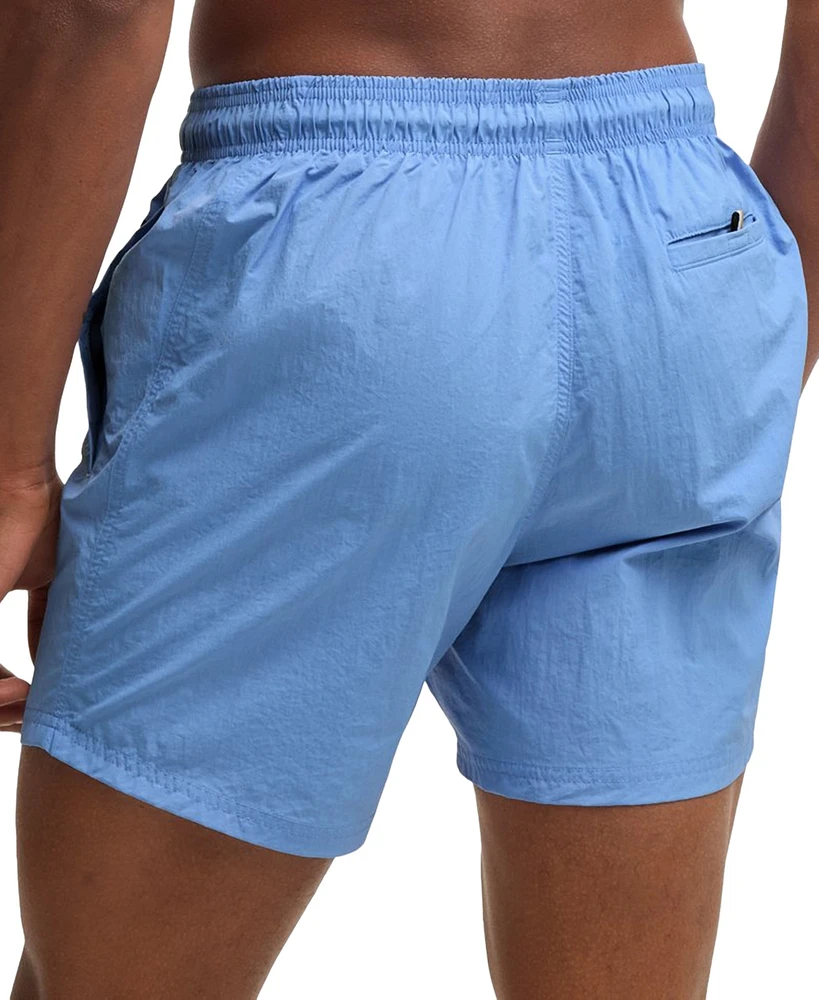 Boss by Hugo Men's Vertical-Logo Quick-Dry Poplin Swim Shorts