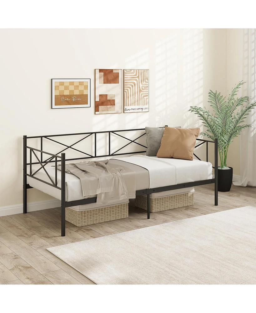 Twin Size Platform Bed Frame with Heavy-Duty Metal Slat Support