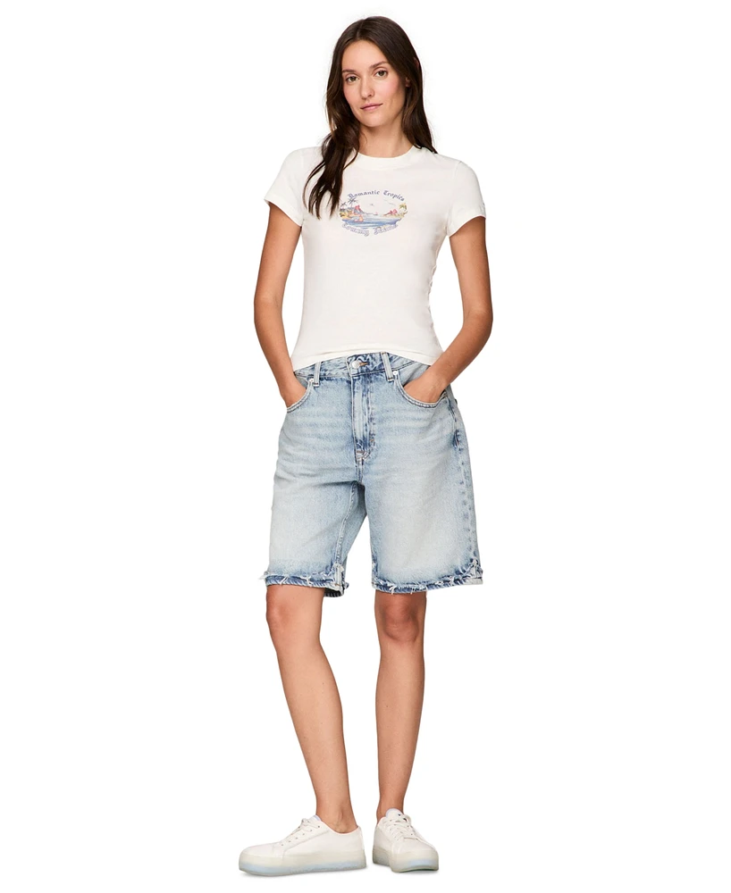 Tommy Jeans Women's Cotton Slim Fit Tropics Graphic Tee