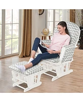 Glider and Ottoman Cushion Set Wood Baby Nursery Rocking Chair