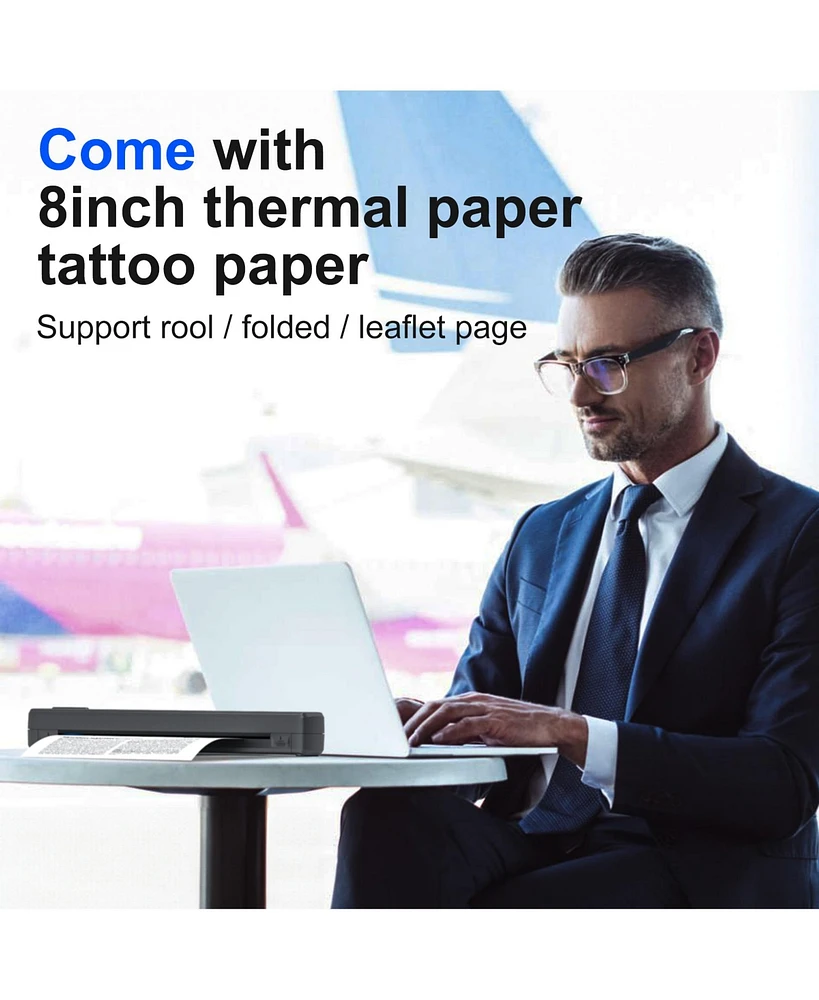 Polono Portable Printer Wireless for Travel, D810 Bluethooth Thermal Printer Support for 8.5"x11" Us Letter, Inkless Printer Compatible with iOS, Andr