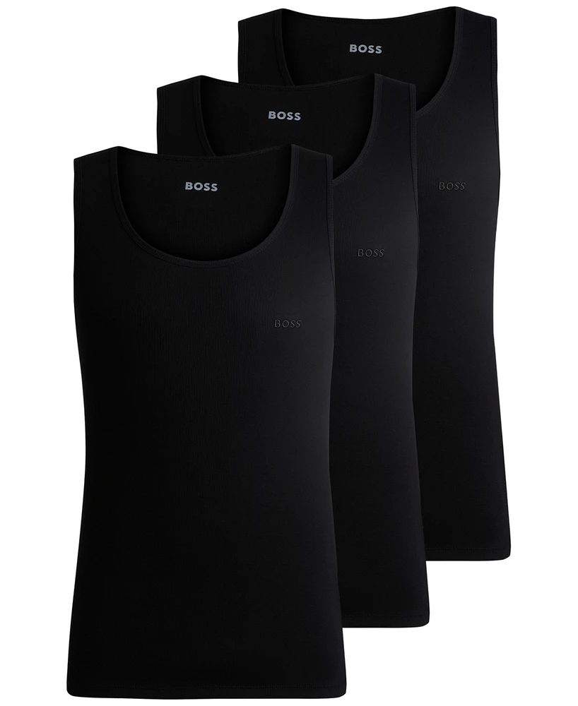 Boss by Hugo Men's 3-Pack Classic Ribbed Tank Tops