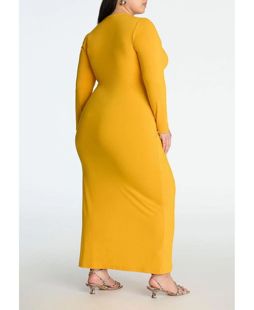 Eloquii Women's Shirred Detail Maxi Dress