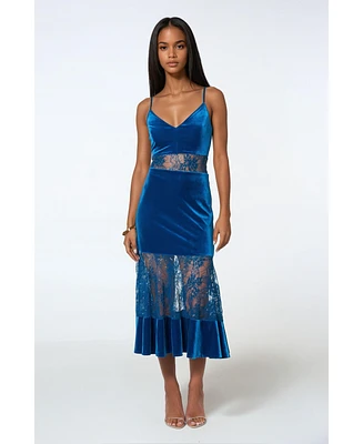 Bebe Women's Velvet Lace Midi Dress