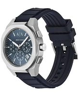 A|X Armani Exchange Men's Sync Quartz Chronograph Blue Silicone Watch, 42mm