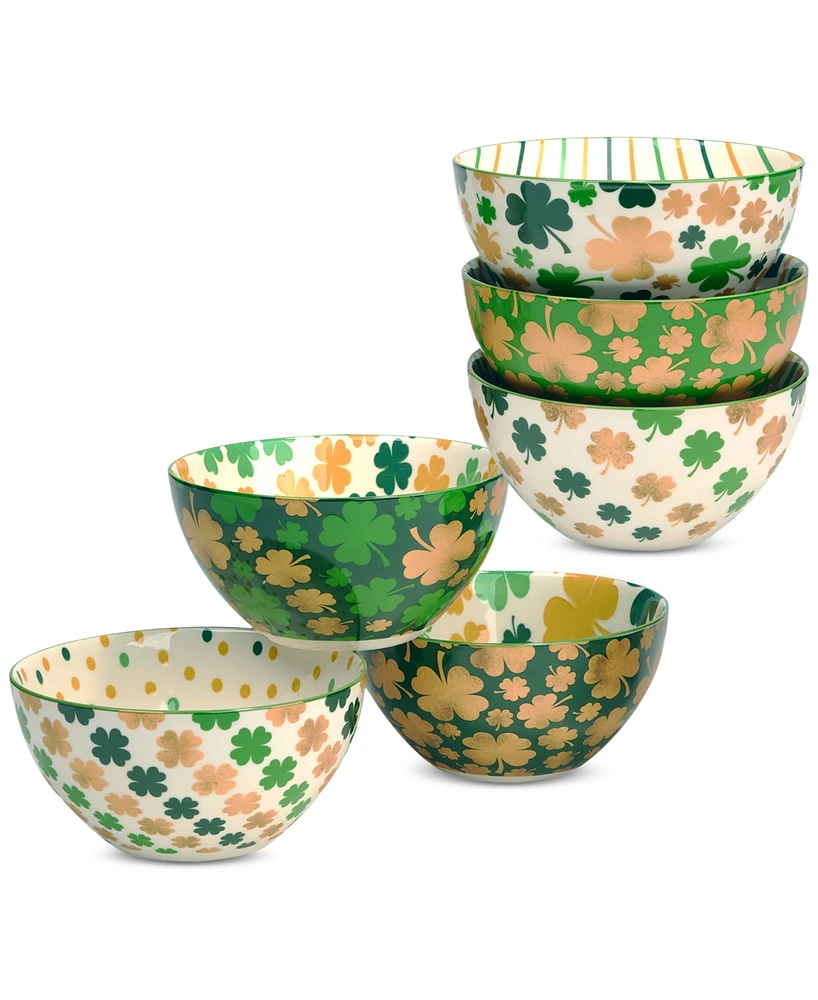 Certified International St. Patrick's Day Shamrock Bowls, Set of 6