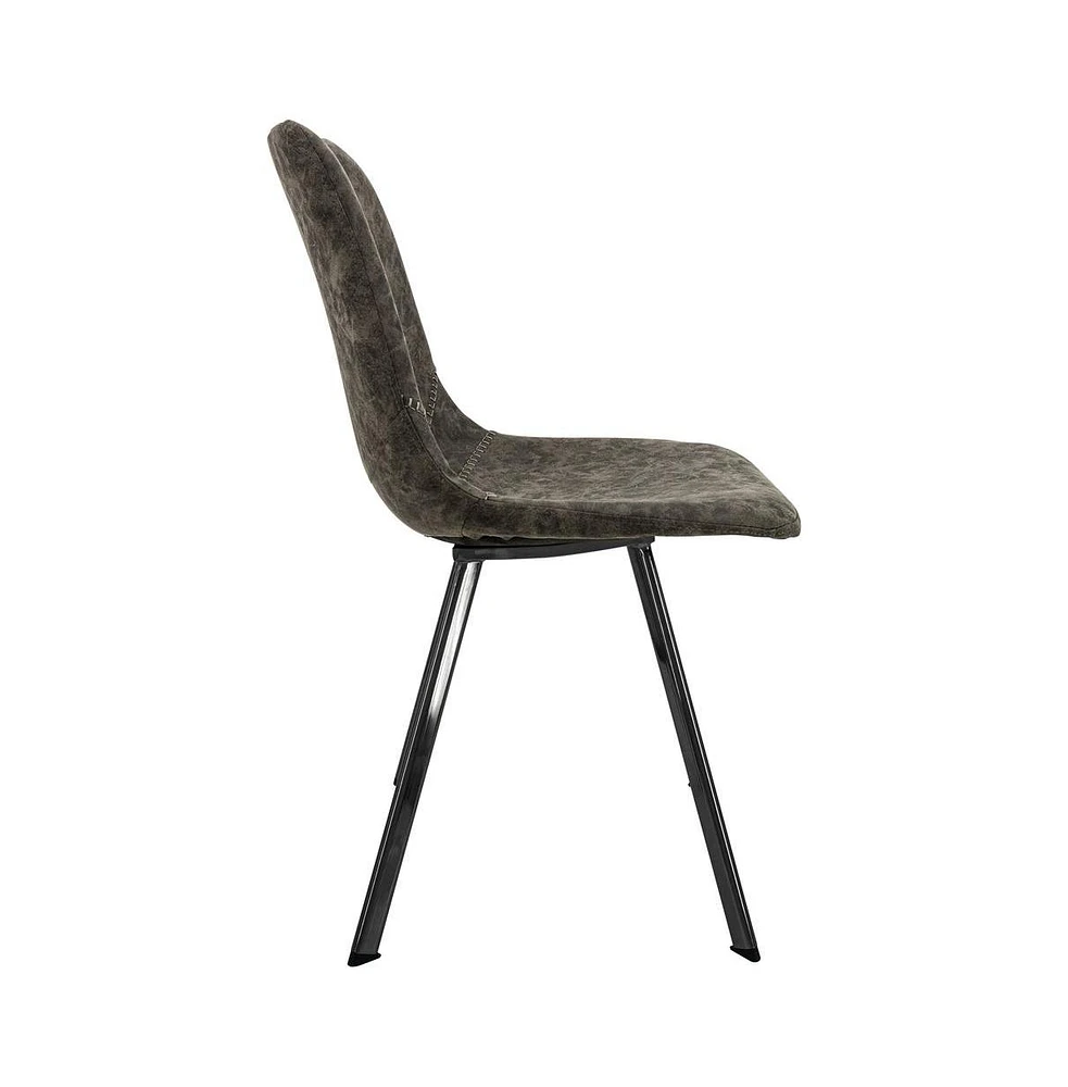 Markley Modern Leather Dining Chair With Metal Legs