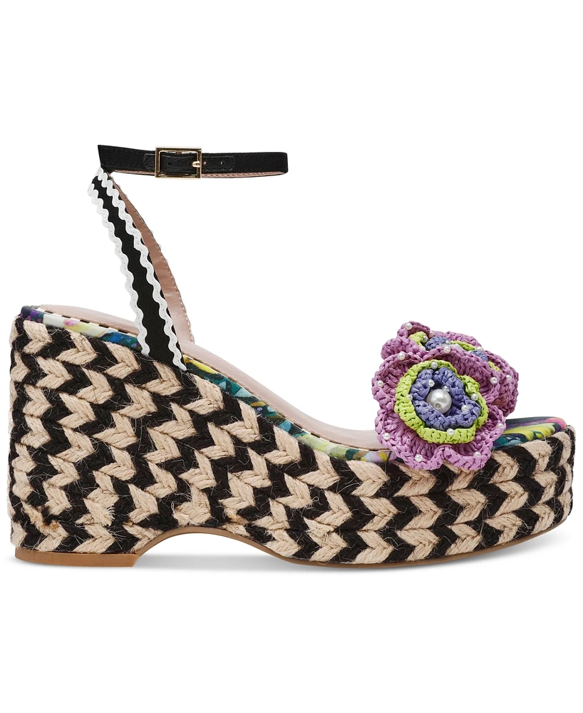 Betsey Johnson Women's Marabela Macrame Platform Wedge Sandals