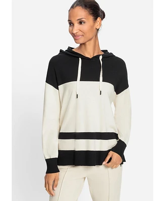 Olsen Women's Block Striped Sweater Hoodie