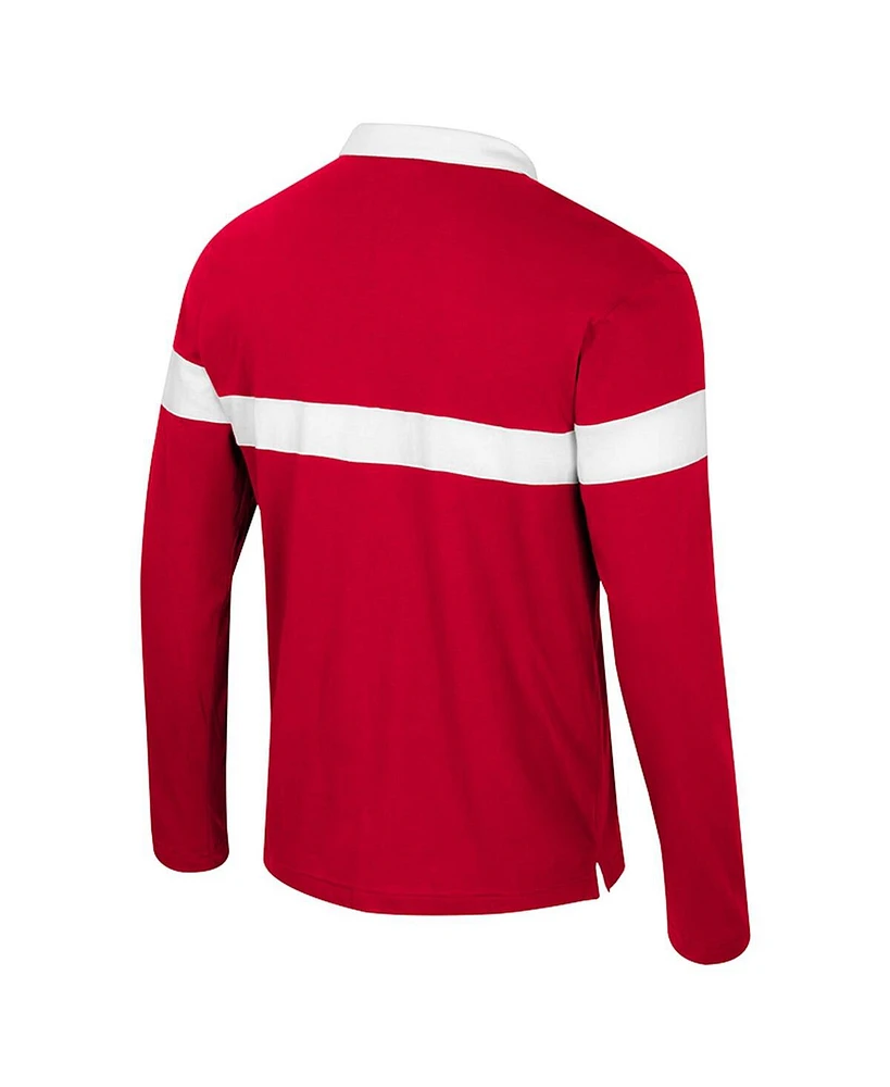 Colosseum Men's Scarlet Ohio State Buckeyes Too Cool For School Long Sleeve Polo