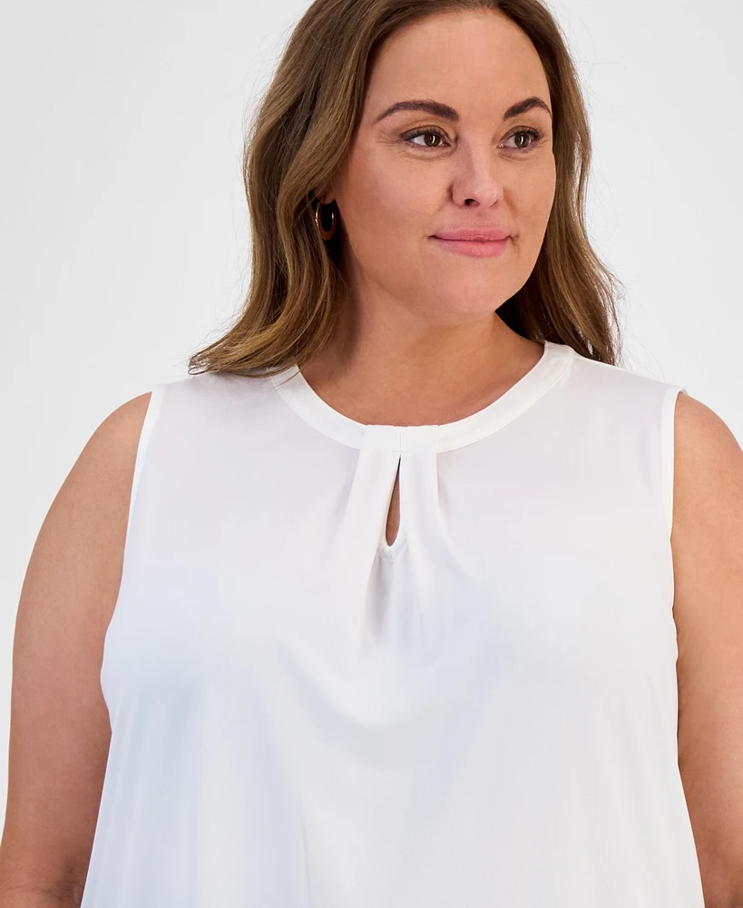 Kasper Plus Size Keyhole-Neckline Sleeveless Top