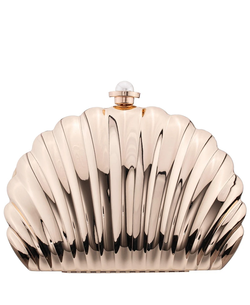Nina Seashell Metal Minaudiere Clutch