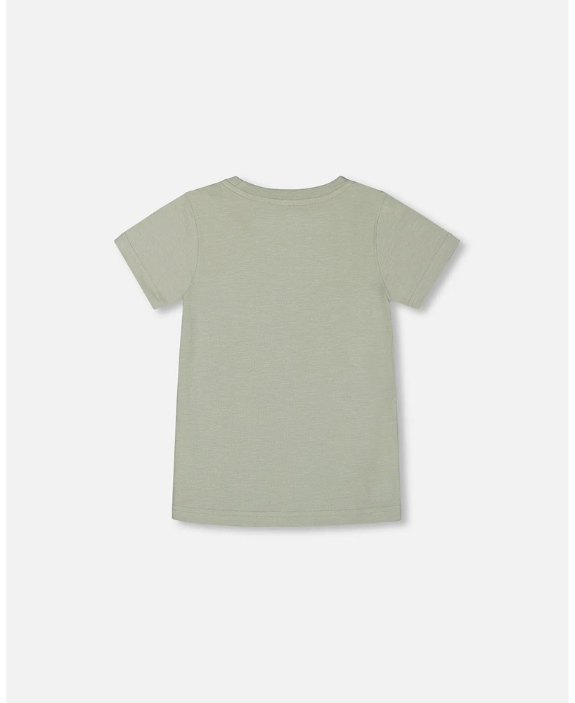 Deux par Baby Boys Short Sleeve Organic Cotton Graphic Tee Sage And Multi