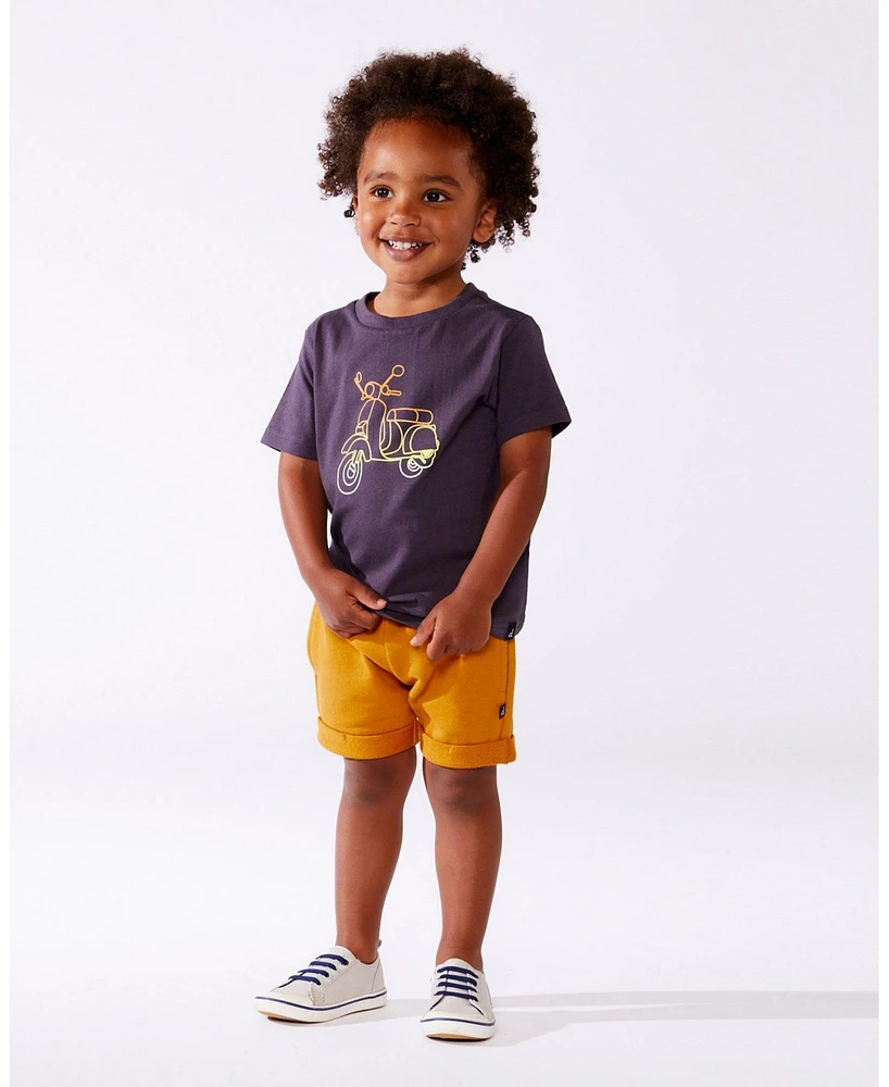 Deux par Toddler Boys Organic Cotton Tee Dark Gray And Multicolored Vespa - Toddler|Child