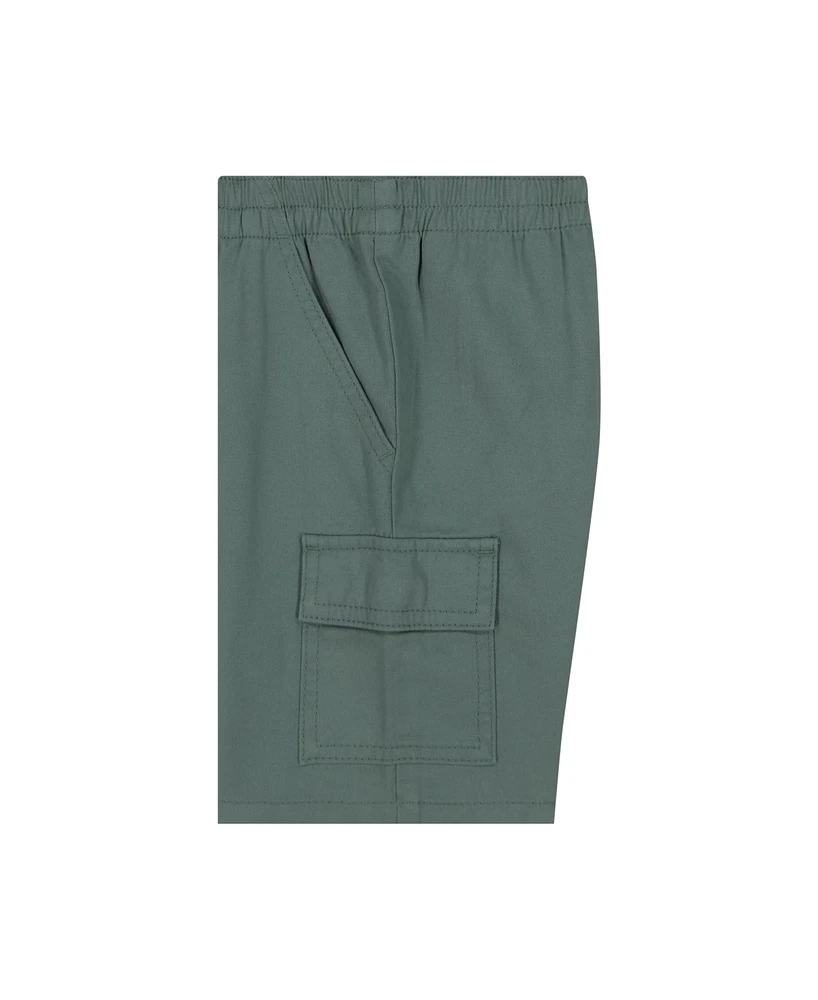 Kids Headquarters Baby Boys 2-Piece Short Sleeve Dinosaur Print Poplin Shirt and Twill Cargo Shorts Set