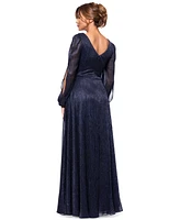 Betsy & Adam Women's Metallic Crinkled Gown