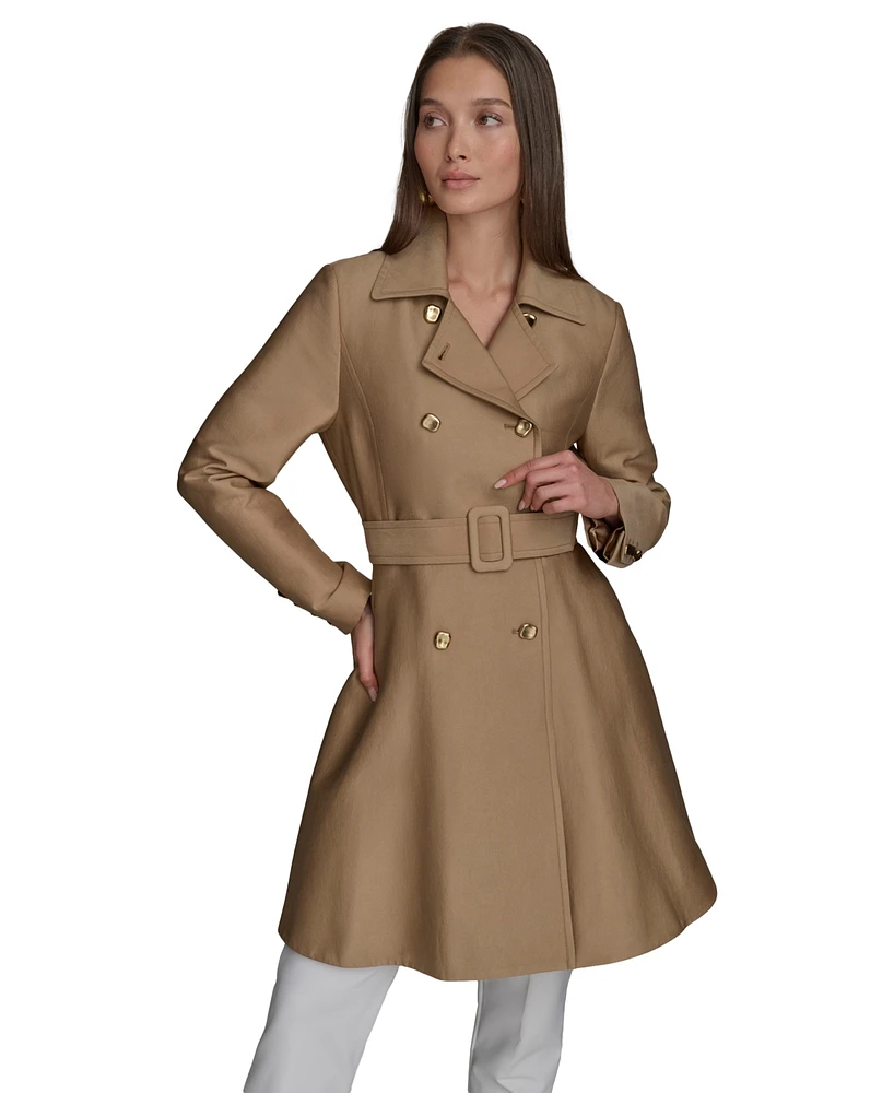 Donna Karan New York Women's Double-Breasted Skirted Trench Coat