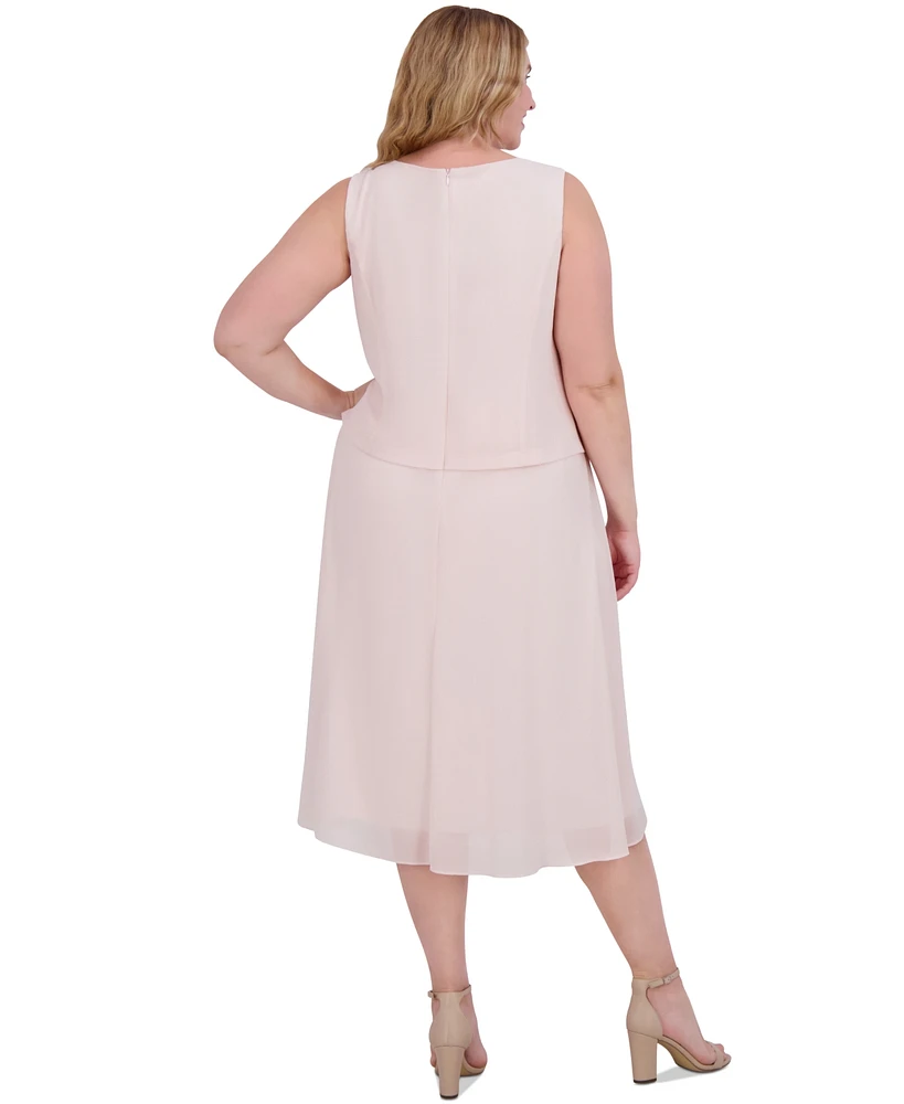 Jessica Howard Plus 3/4-Sleeve Jacket & Sleeveless Midi Dress
