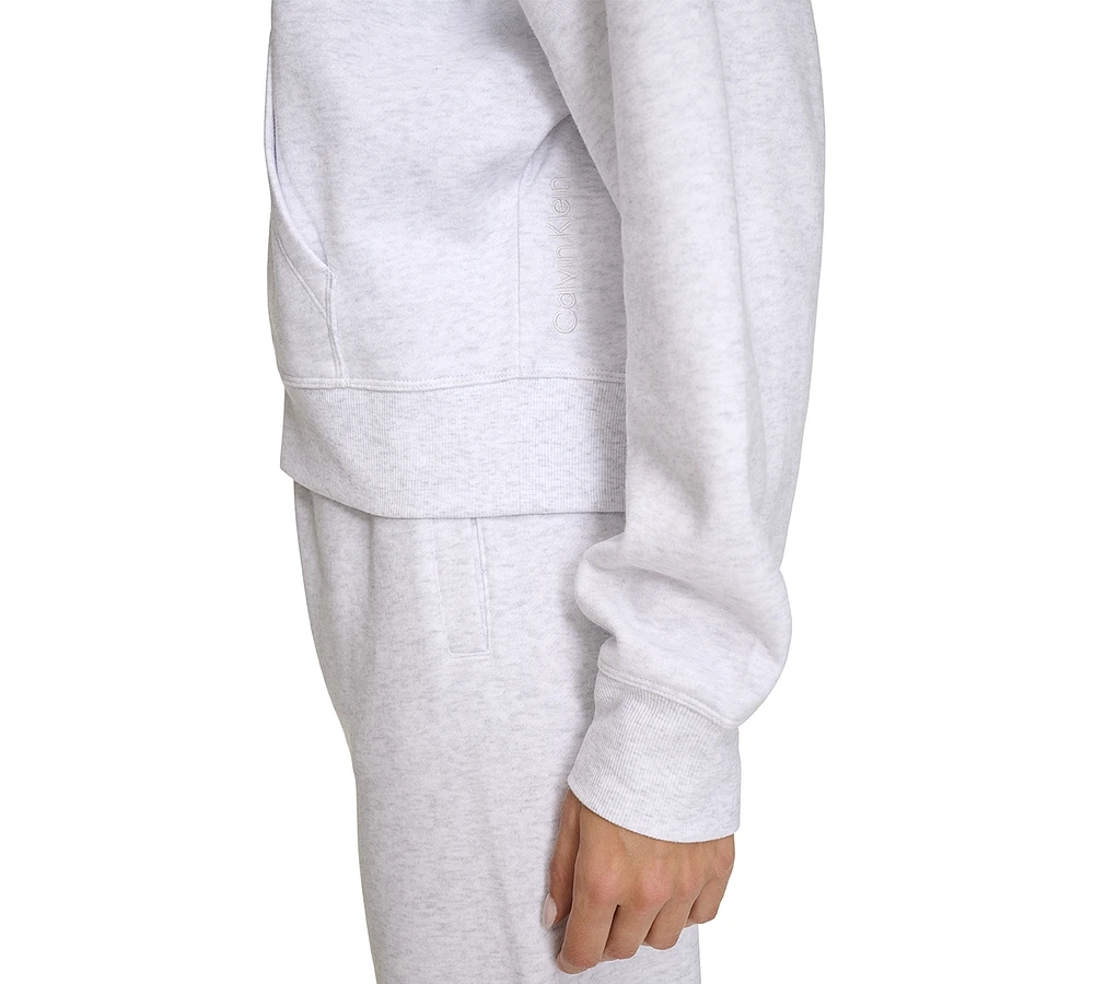 Calvin Klein Women's Fleece Crop Zip-Front Long-Sleeve Hoodie