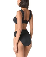 Carmen Marc Valvo Womens Embellished Bandeau Bra Swim Top Ruched Side Bikini Bottoms