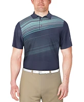 Pga Tour Men's Stripe Print Short Sleeve Golf Polo Shirt