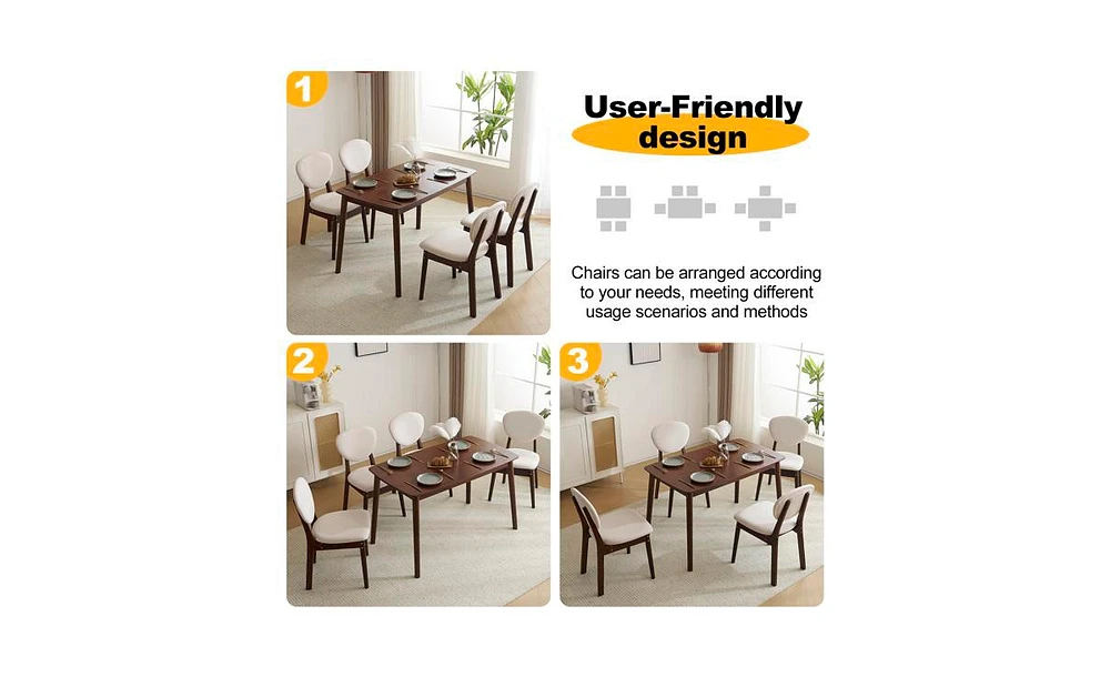 Rubber Wood Dining Table and Chair Set with Cushions