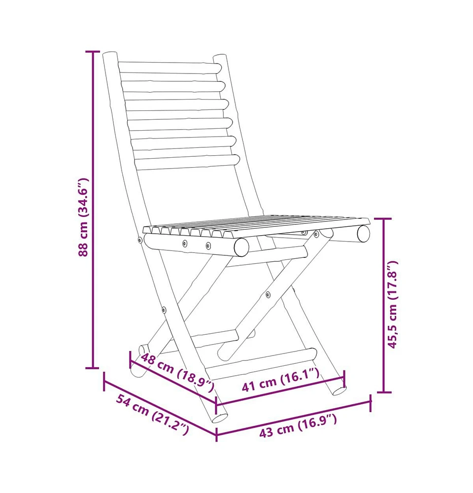 Folding Patio Chairs 2 pcs 16.9"x21.3"x34.6" Bamboo