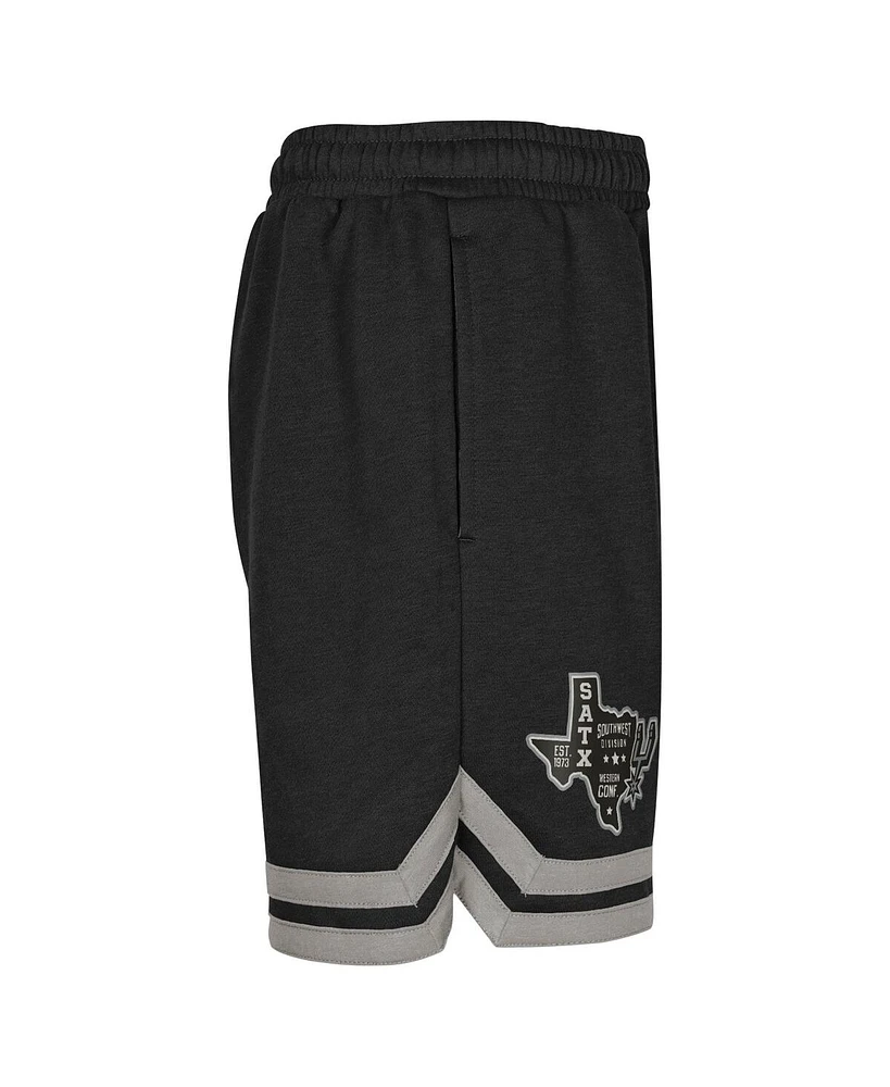 Outerstuff Big Boys and Girls Black San Antonio Spurs Teardrop Fleece Shorts