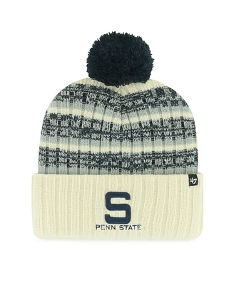 '47 Brand Men's Cream Penn State Nittany Lions Vintage Tavern Cuffed with Pom Knit Hat