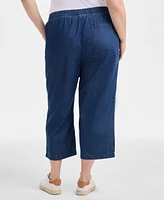 Style & Co Plus Size Chambray Pull-On Cropped Pants, Exclusively at Macy's