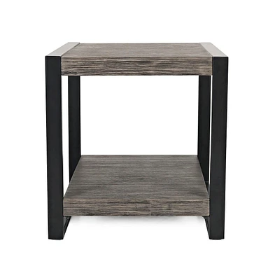 Pinnacle Modern Loft Iron and Wood End Table