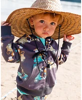 Deux par Deux Baby Boys Printed French Terry Hooded Full Zip Cardigan Sweatshirt Monkey On Navy Moped