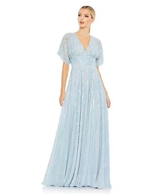 Mac Duggal Women's Embellished V Neck Evening Gown