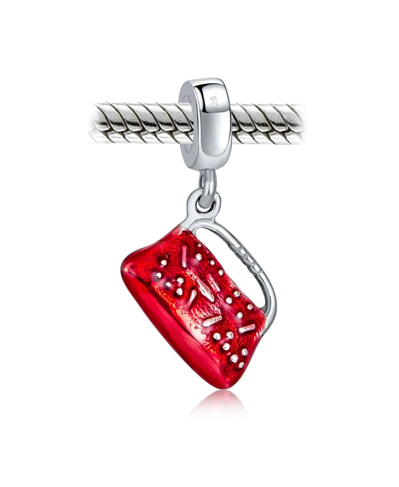 Bling Jewelry Dangle Charm Bead Red Clutch Purse Sterling Silver European Bracelet