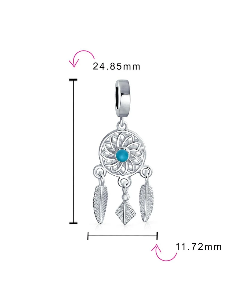 Bling Jewelry Hopes Dreams Blue Amulet Native American Dream Catcher Dangle Charm Bead Silver