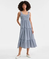 On 34th Women's Woven Gingham Tiered Scoop-Neck Tank Midi Dress