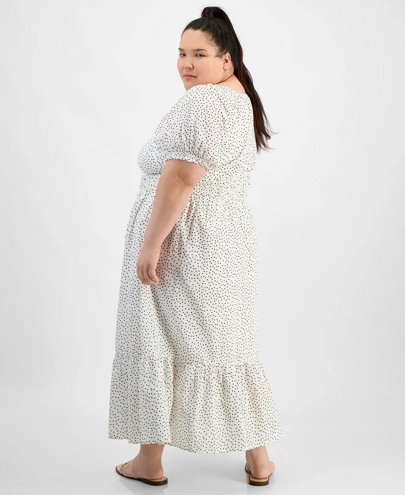 And Now This Plus Clip Dot Scoop-Neck Maxi Dress, Exclusively at Macy's